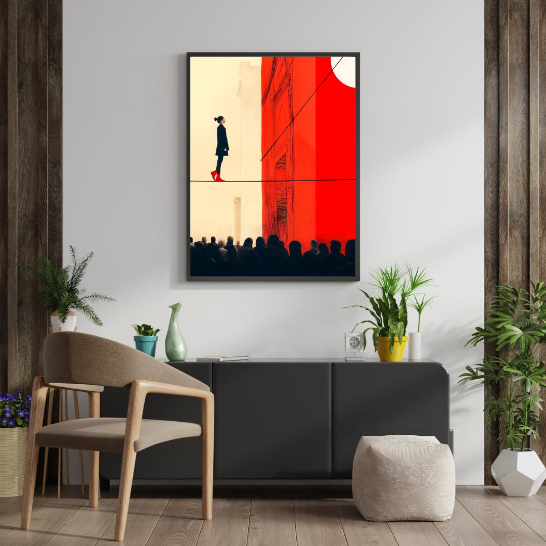 BALANCE - Minimalist Red Graphic Art Print