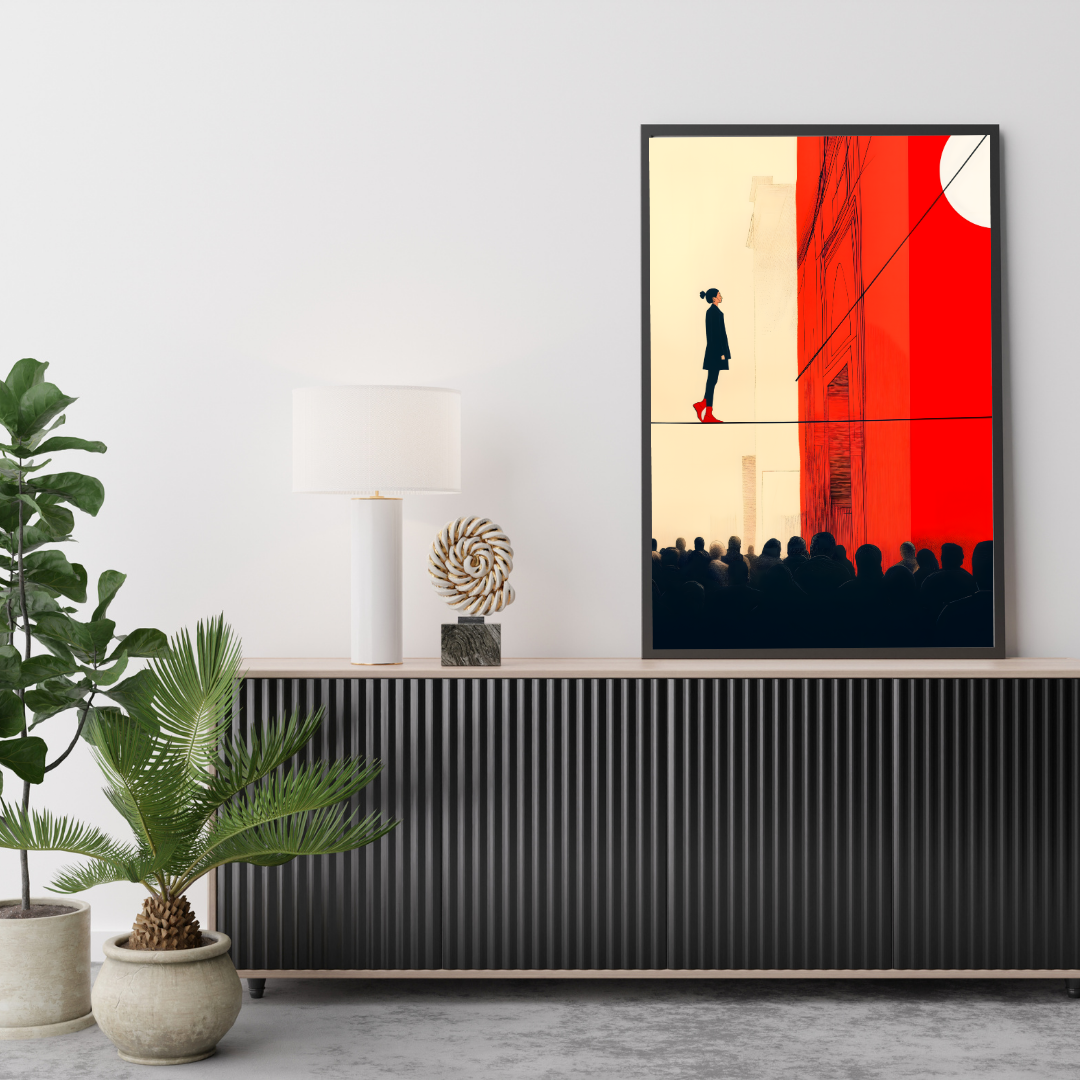 BALANCE - Minimalist Red Graphic Art Print