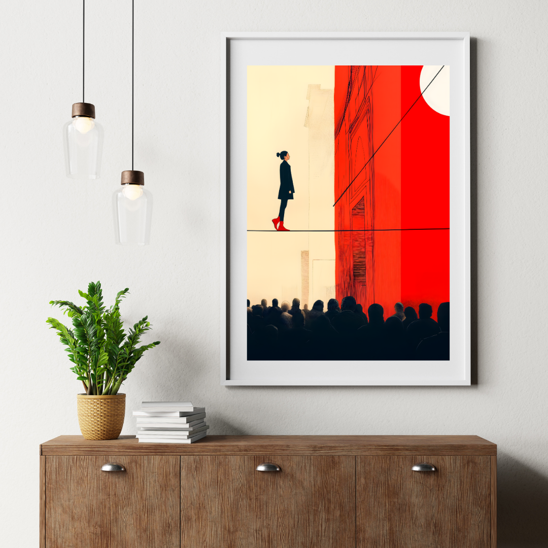 BALANCE - Minimalist Red Graphic Art Print