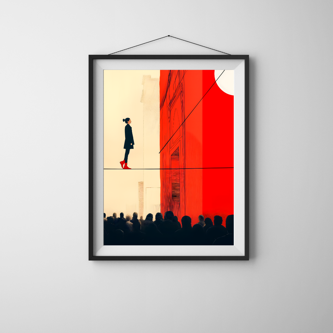 BALANCE - Minimalist Red Graphic Art Print