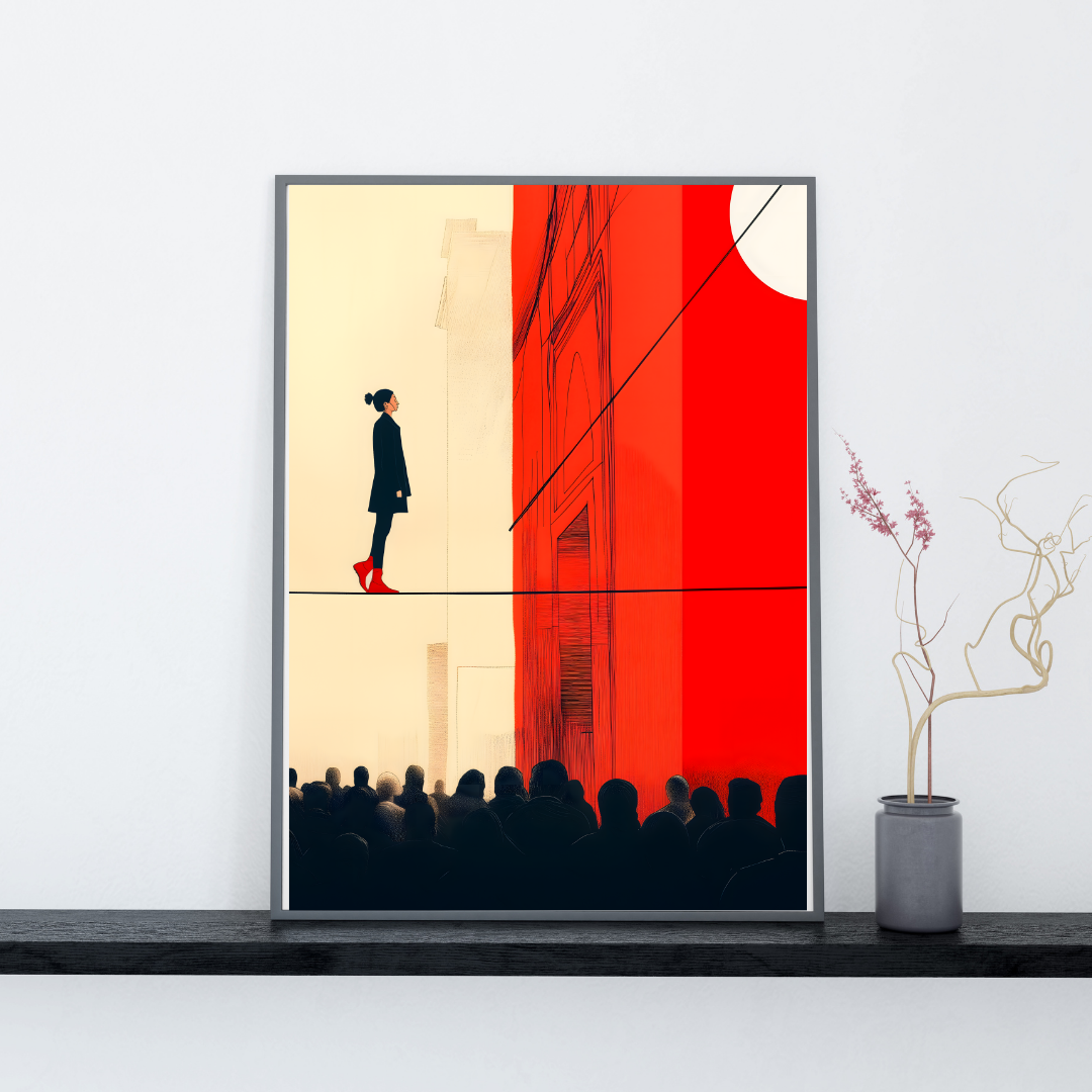 BALANCE - Minimalist Red Graphic Art Print