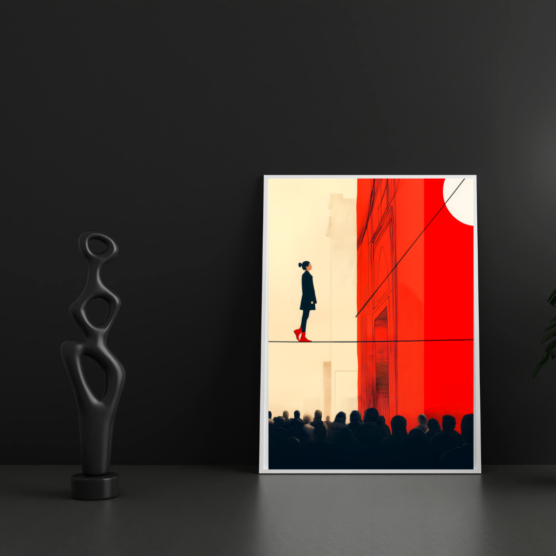 BALANCE - Minimalist Red Graphic Art Print