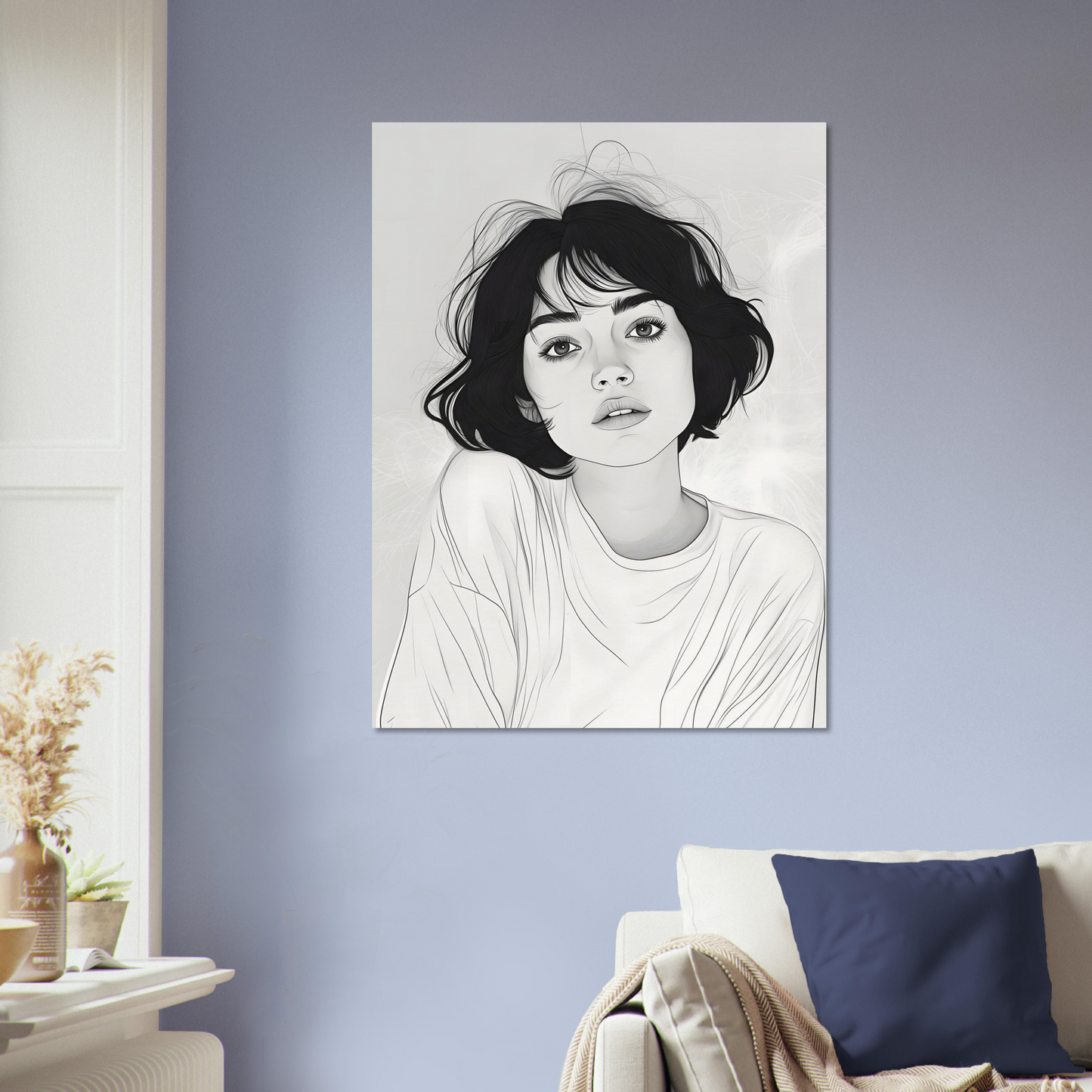 HER - Minimalist Woman Line Art Drawing